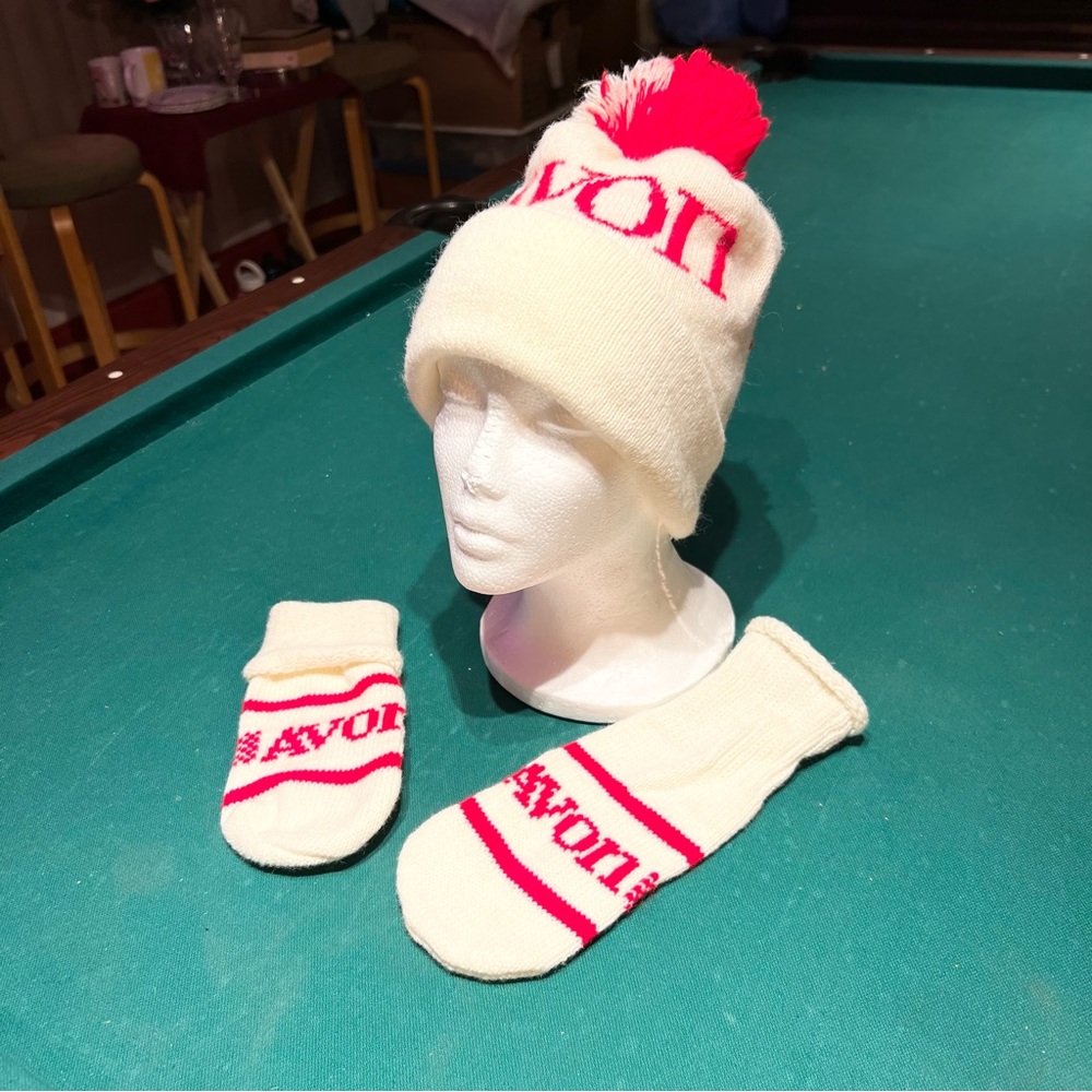 Avon Traditional Logo Beanie Hat and Mittens Set